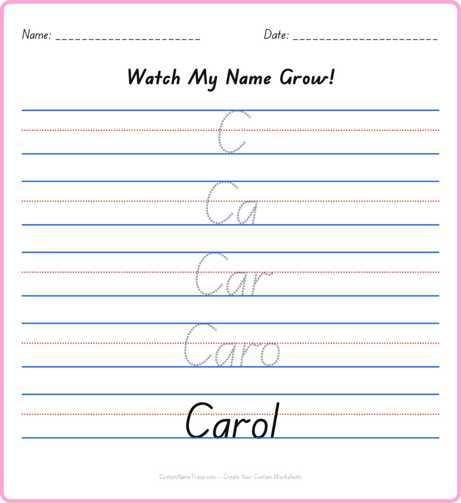 Free Carol custom name tracing - pyramid free worksheet