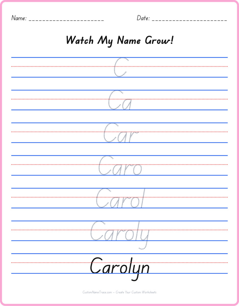 Free Carolyn custom name tracing - pyramid free worksheet