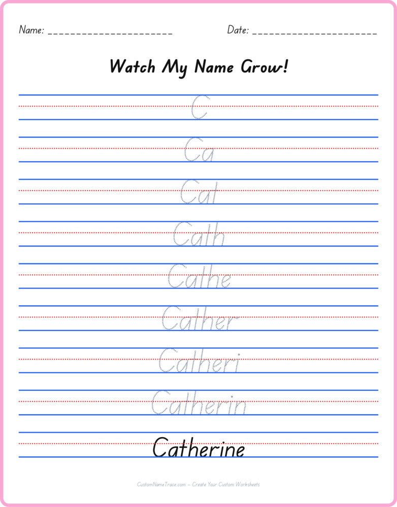 Free Catherine custom name tracing - pyramid free worksheet