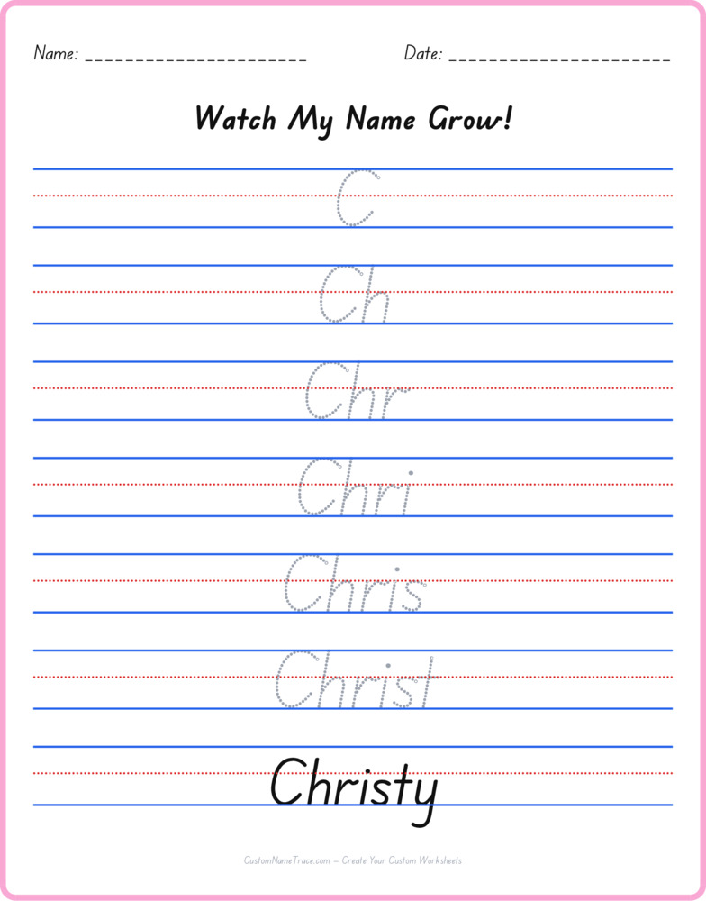 Free Christy custom name tracing - pyramid free worksheet