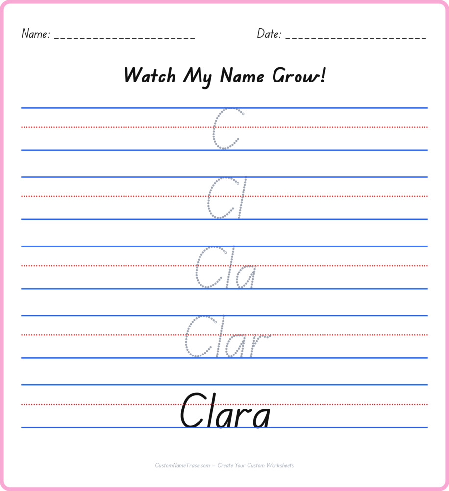 Free Clara custom name tracing - pyramid free worksheet