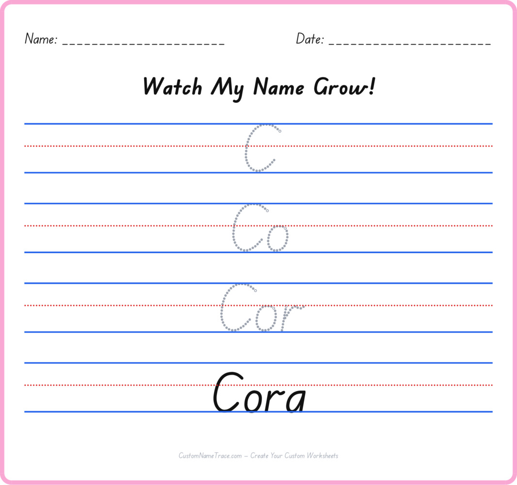 Free Cora custom name tracing - pyramid free worksheet
