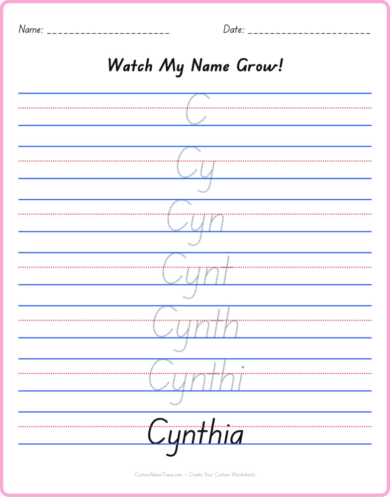 Free Cynthia custom name tracing - pyramid free worksheet