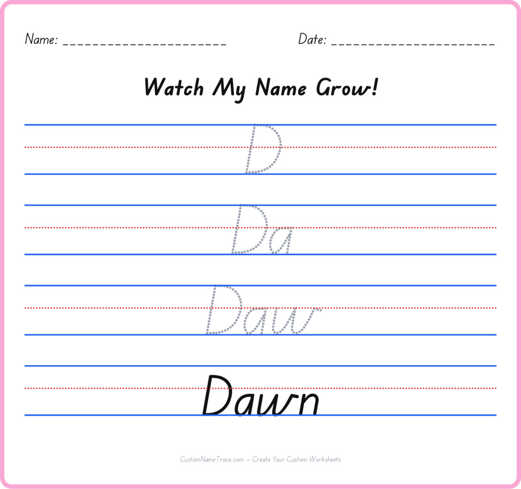 Free Dawn custom name tracing - pyramid free worksheet