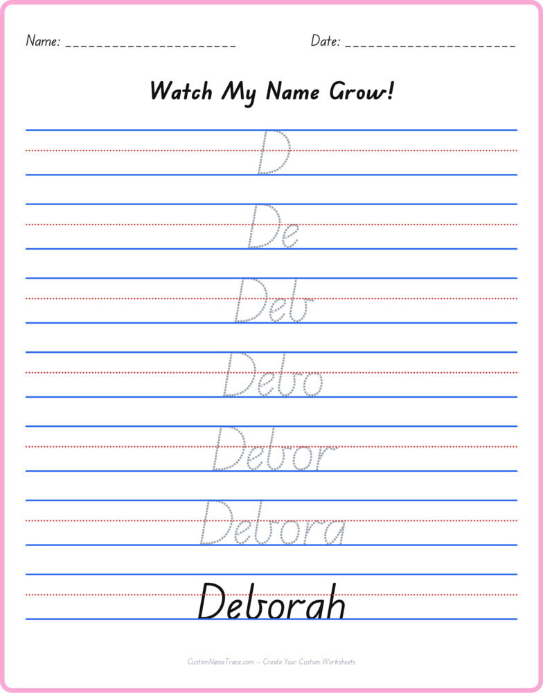 Free Deborah custom name tracing - pyramid free worksheet