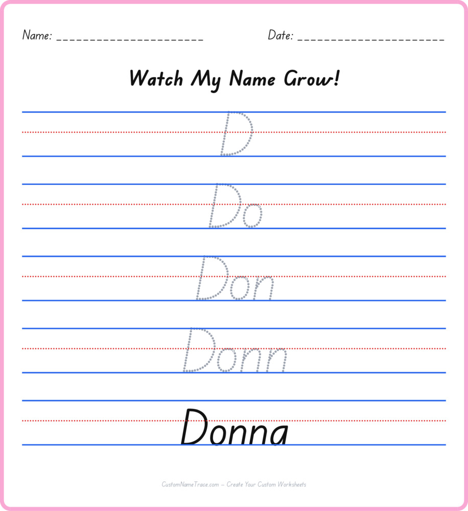 Free Donna custom name tracing - pyramid free worksheet