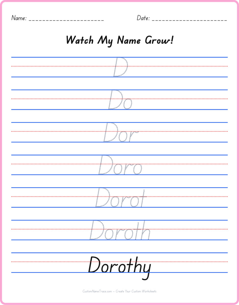 Free Dorothy custom name tracing - pyramid free worksheet