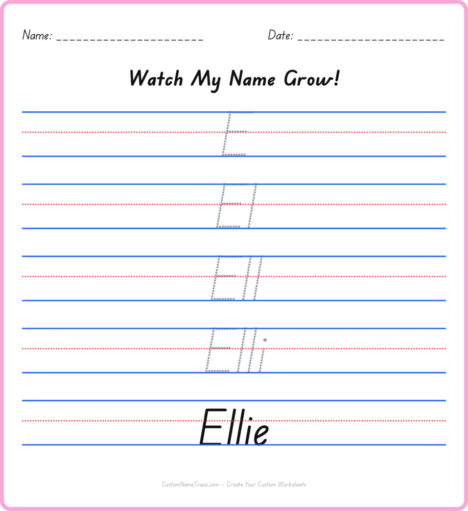 Free Ellie custom name tracing - pyramid free worksheet