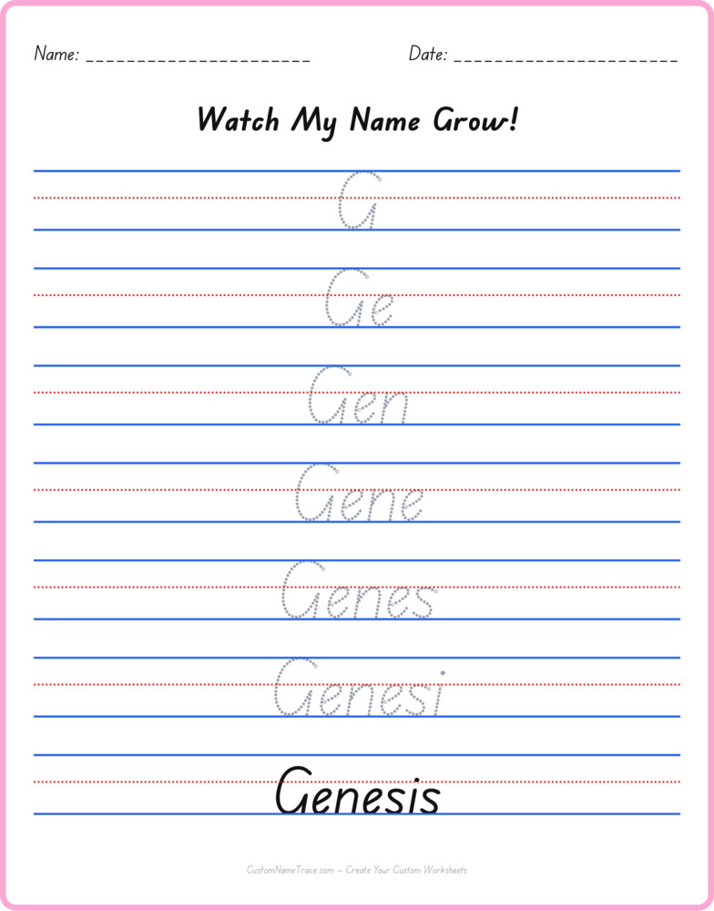 Free Genesis custom name tracing - pyramid free worksheet