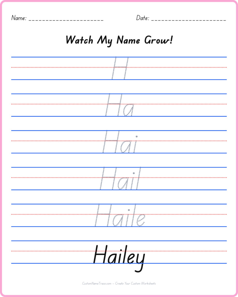 Free Hailey custom name tracing - pyramid free worksheet