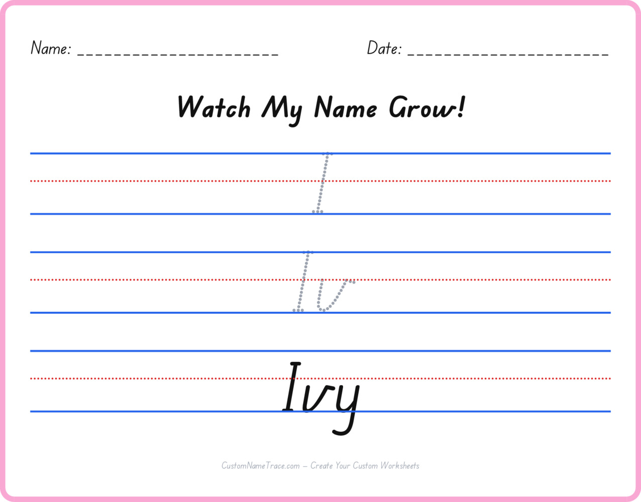 Free Ivy custom name tracing - pyramid free worksheet