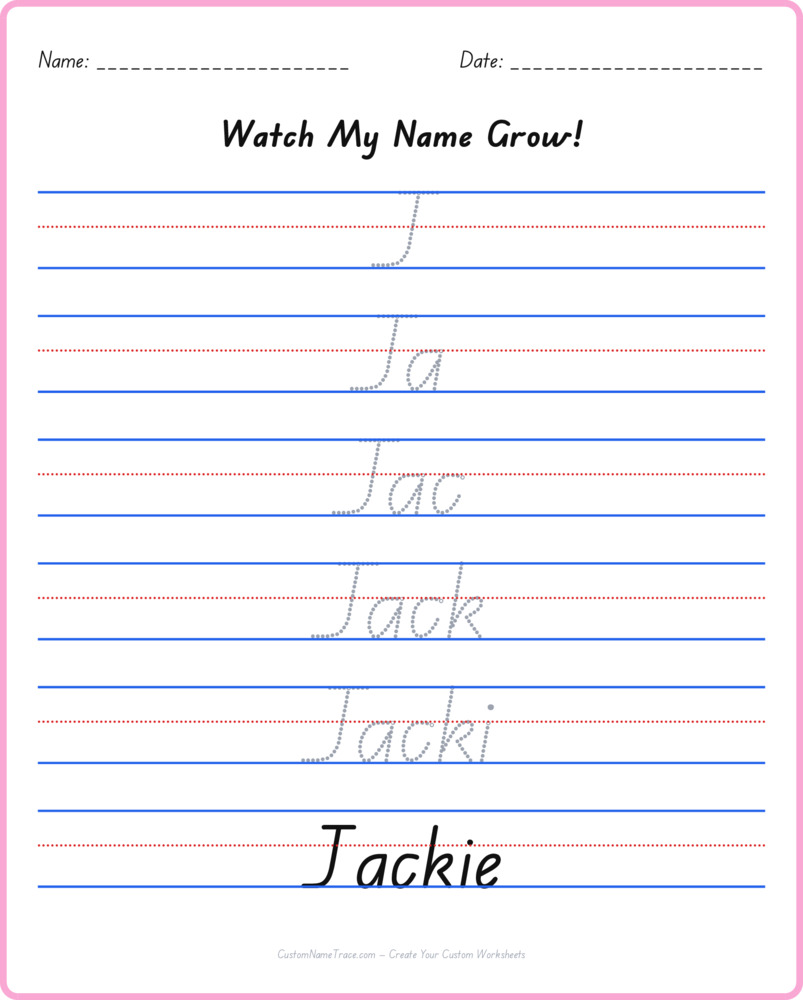Free Jackie custom name tracing - pyramid free worksheet