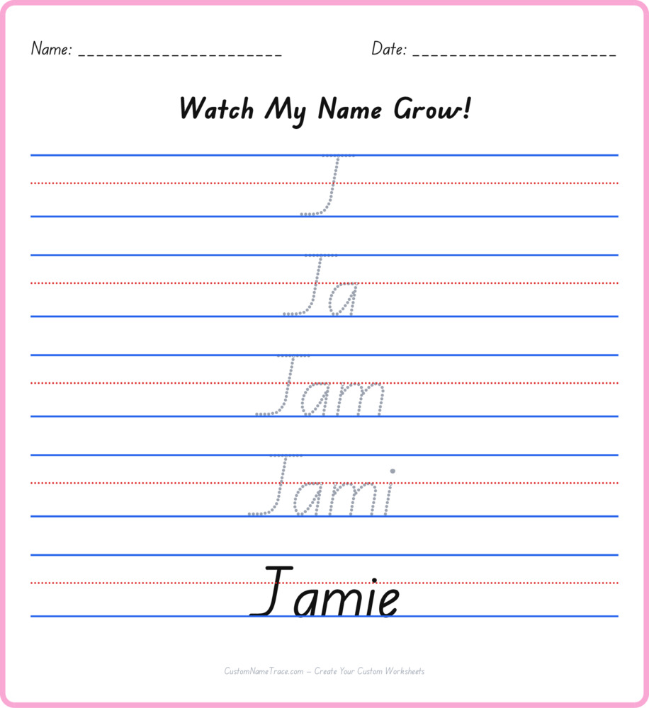 Free Jamie custom name tracing - pyramid free worksheet