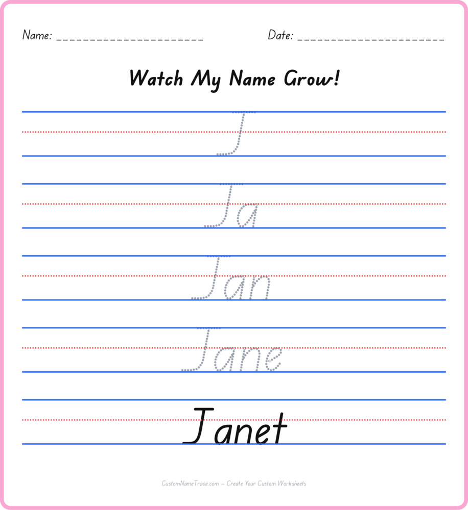 Free Janet custom name tracing - pyramid free worksheet