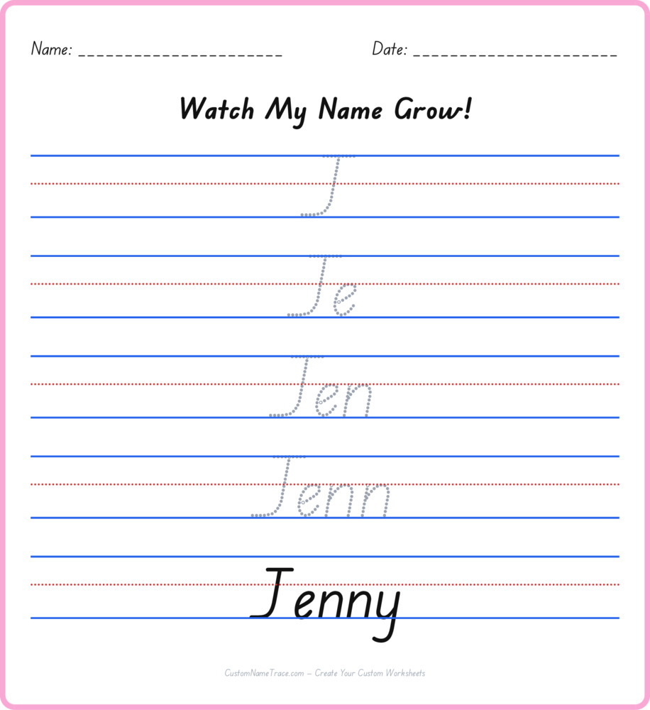 Free Jenny custom name tracing - pyramid free worksheet