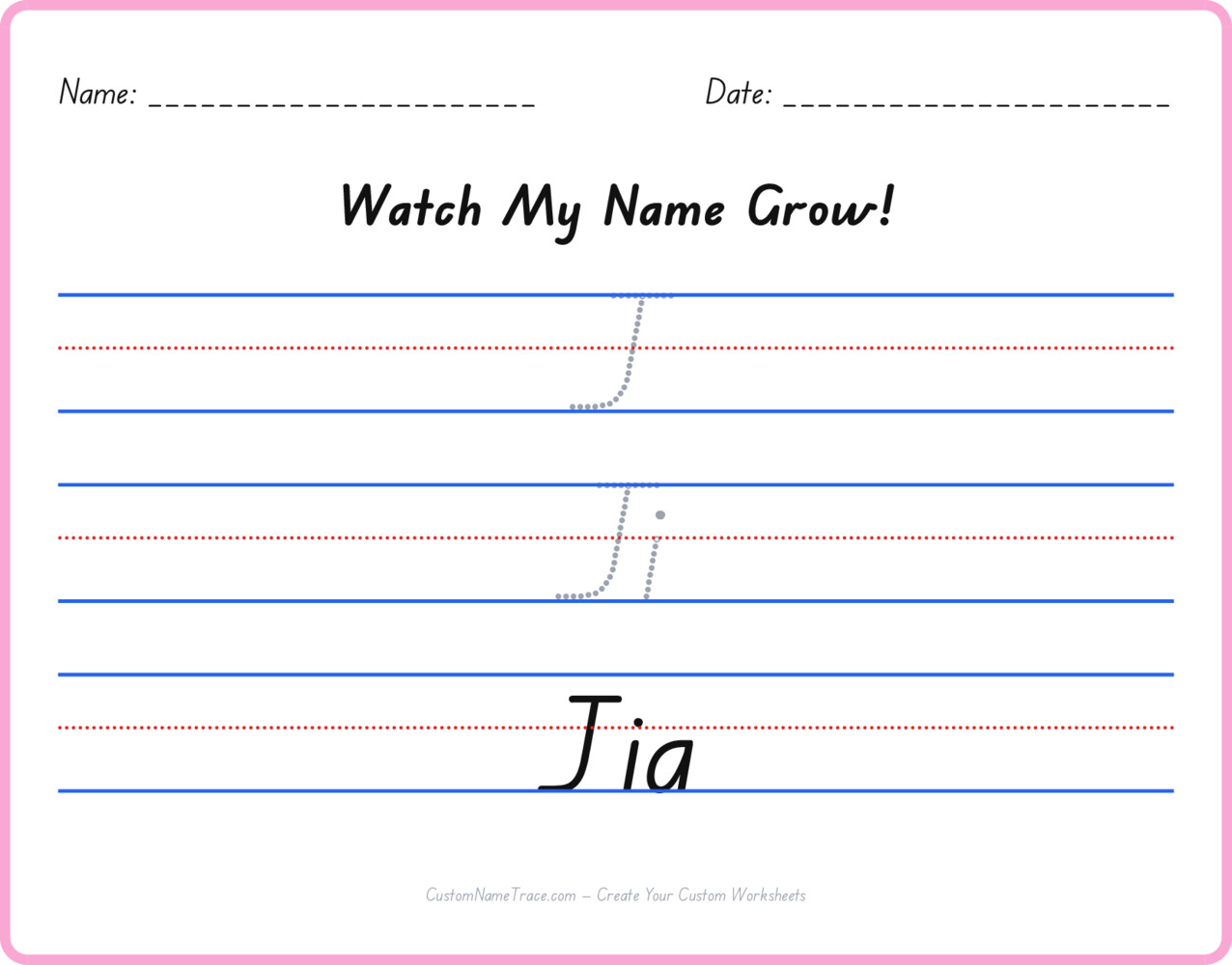 Free Jia custom name tracing - pyramid free worksheet