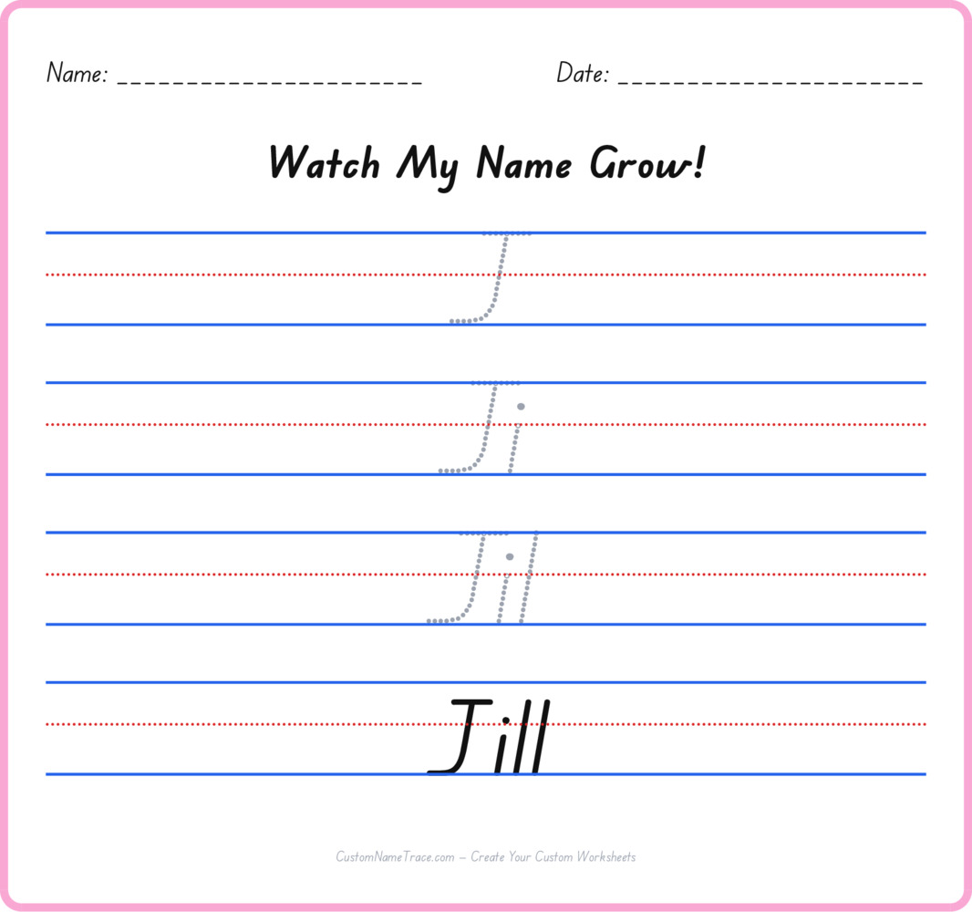 Free Jill custom name tracing - pyramid free worksheet