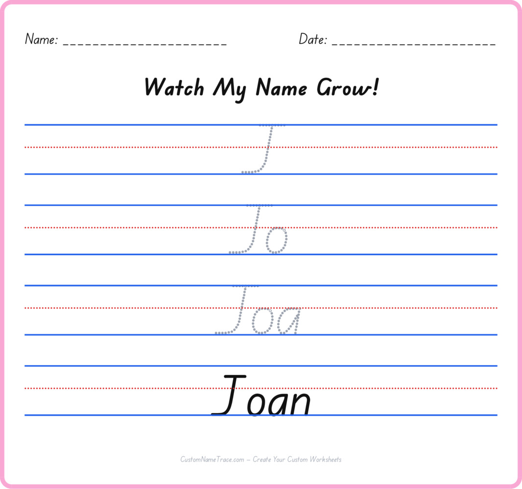 Free Joan custom name tracing - pyramid free worksheet