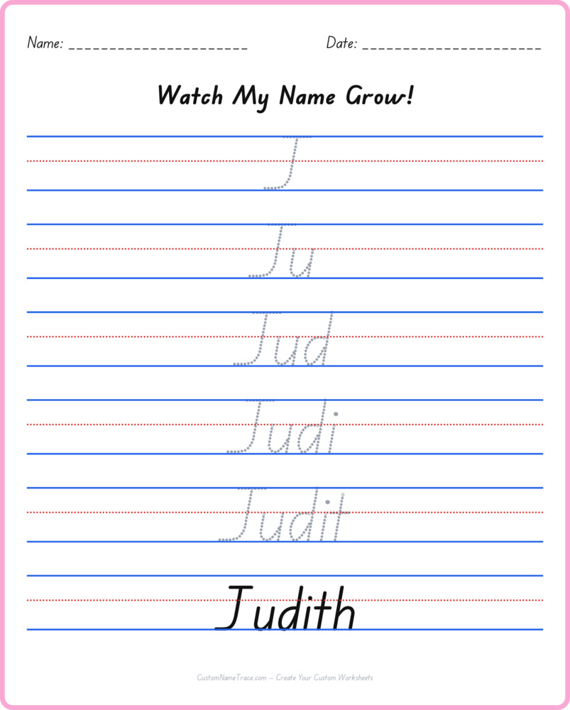 Free Judith custom name tracing - pyramid free worksheet