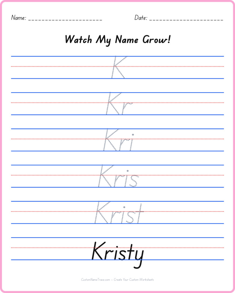 Free Kristy custom name tracing - pyramid free worksheet