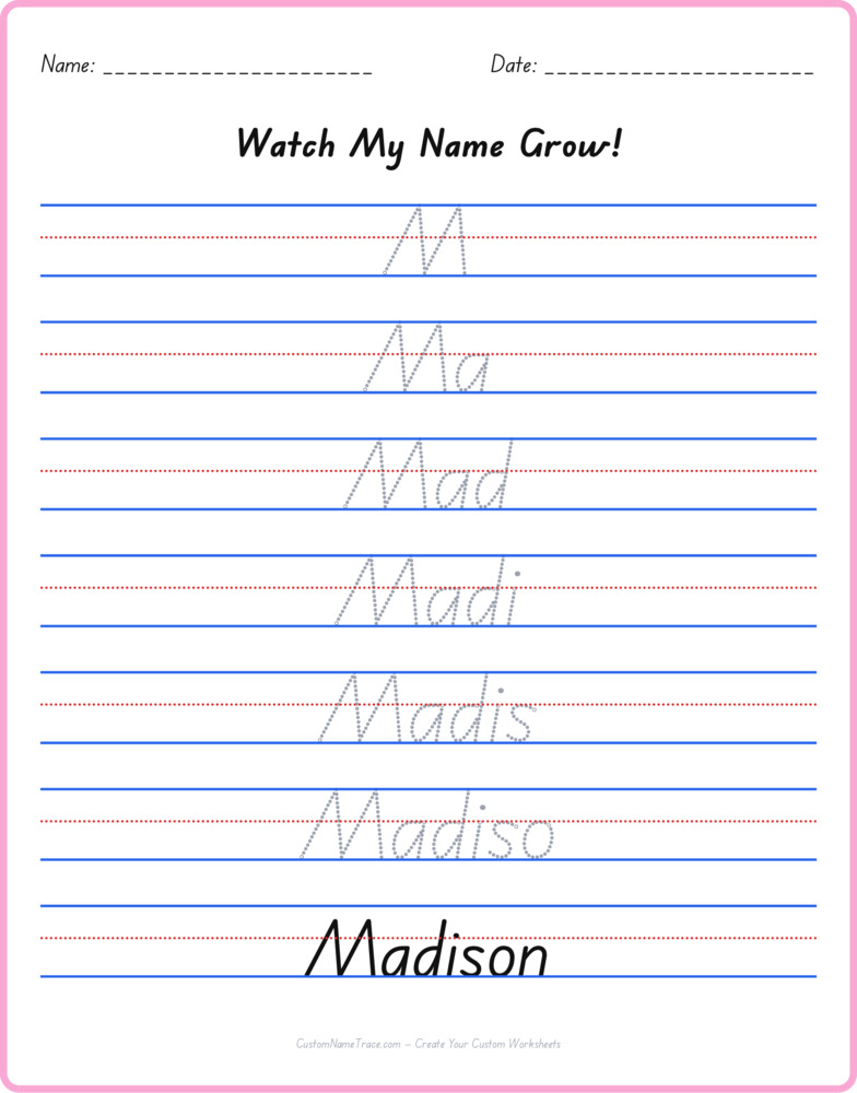 Free Madison custom name tracing - pyramid free worksheet