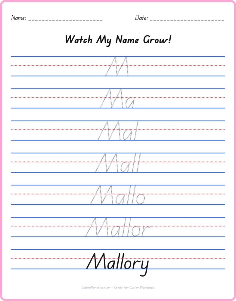 Free Mallory custom name tracing - pyramid free worksheet