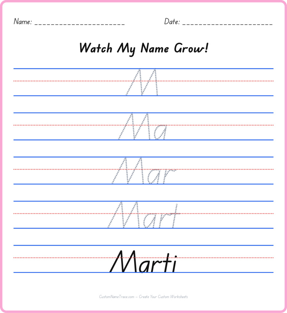 Free Marti custom name tracing - pyramid free worksheet