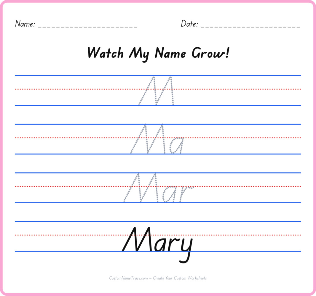 Free Mary custom name tracing - pyramid free worksheet