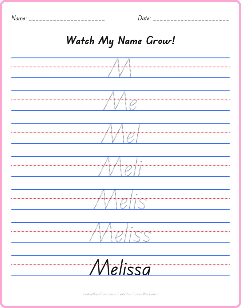 Free Melissa custom name tracing - pyramid free worksheet