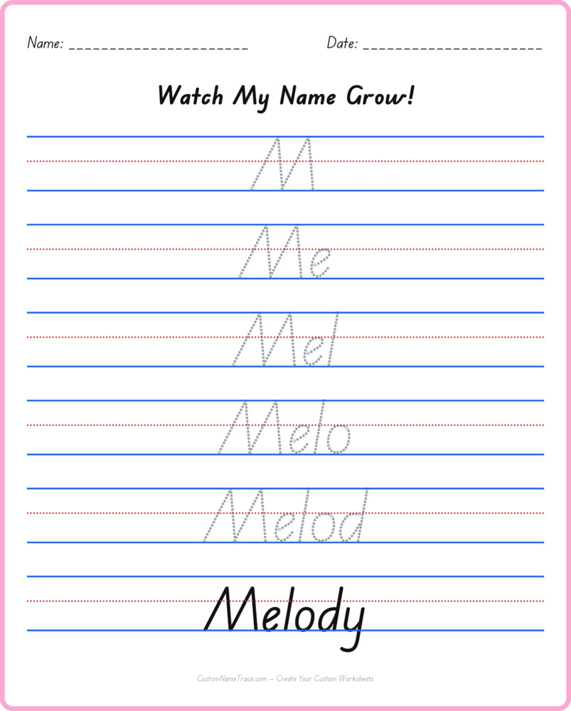 Free Melody custom name tracing - pyramid free worksheet