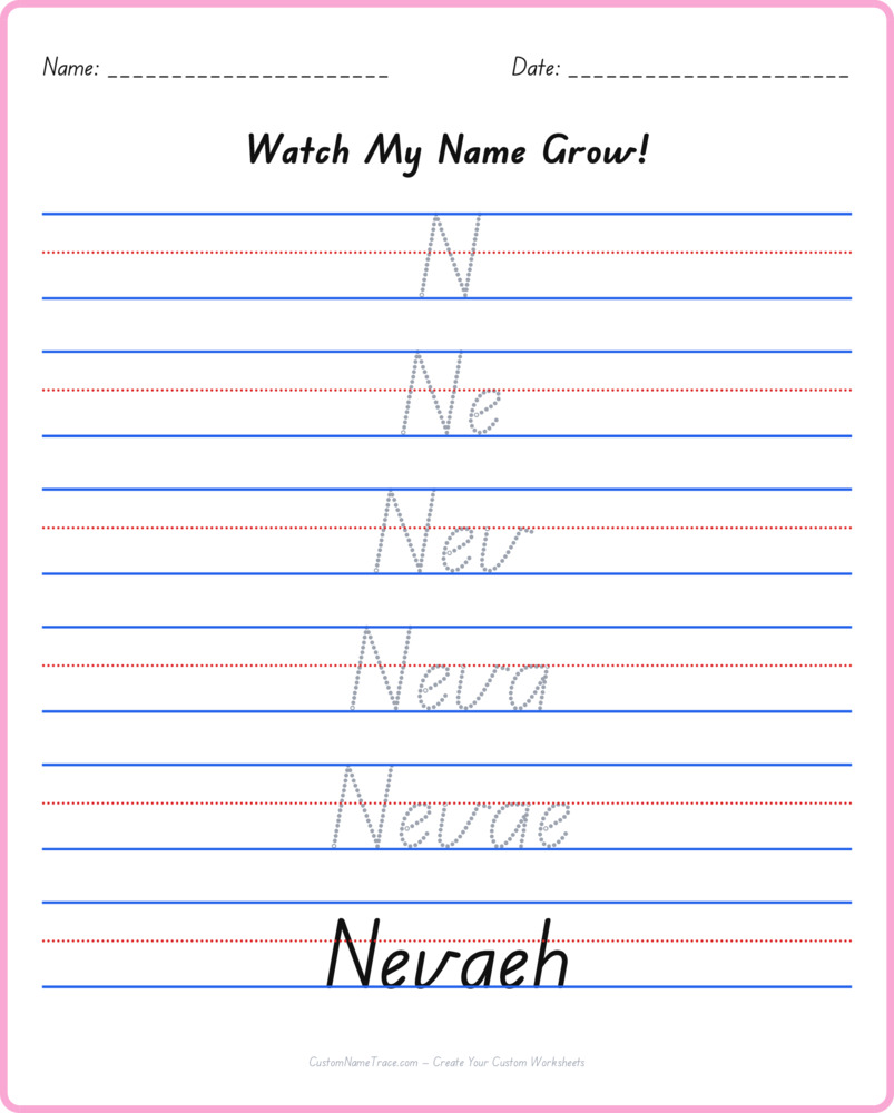Free Nevaeh custom name tracing - pyramid free worksheet