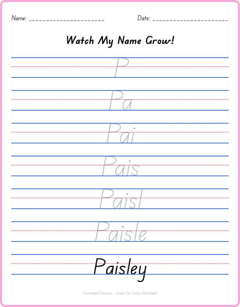 Free Paisley custom name tracing - pyramid free worksheet