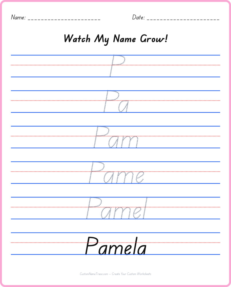 Free Pamela custom name tracing - pyramid free worksheet