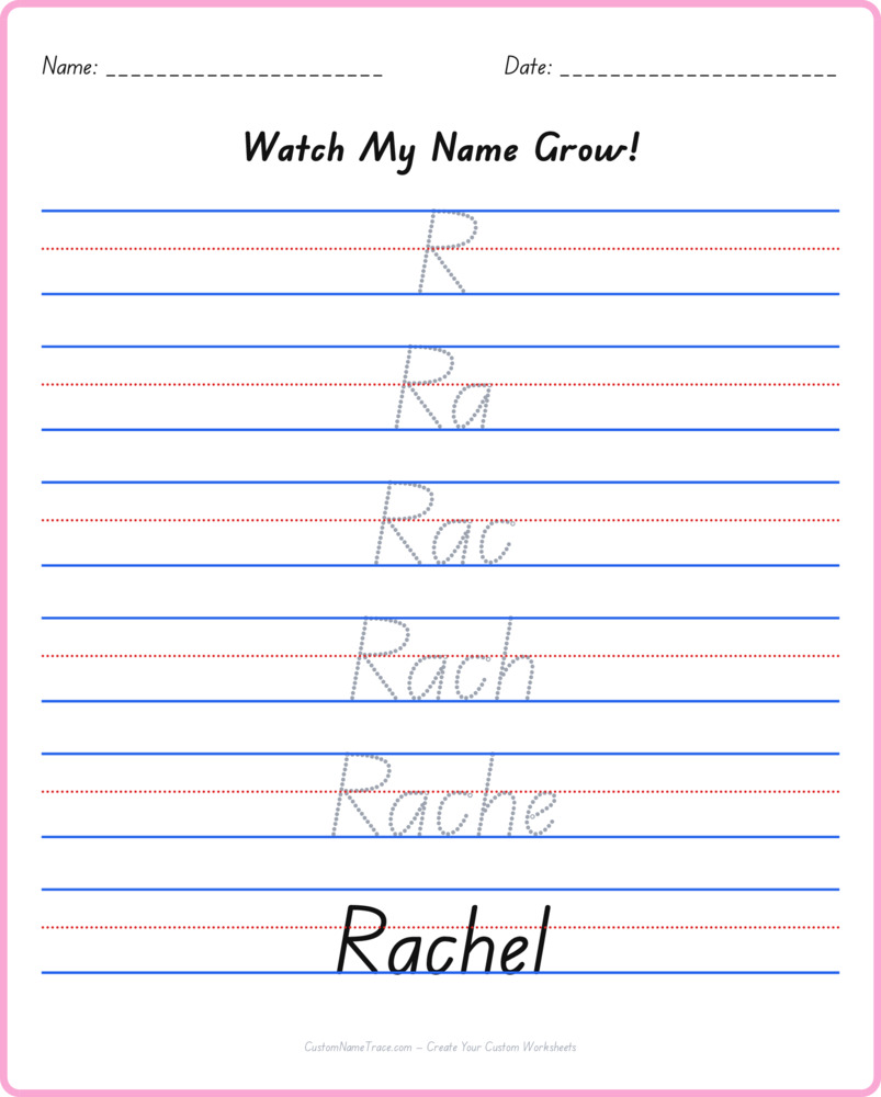 Free Rachel custom name tracing - pyramid free worksheet