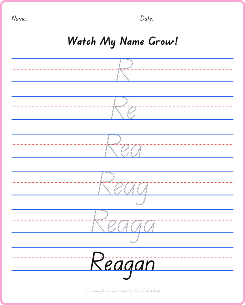 Free Reagan custom name tracing - pyramid free worksheet