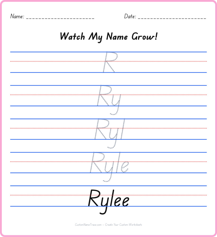 Free Rylee custom name tracing - pyramid free worksheet