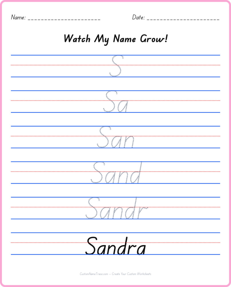 Free Sandra custom name tracing - pyramid free worksheet