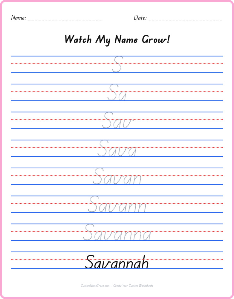 Free Savannah custom name tracing - pyramid free worksheet