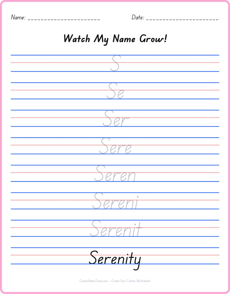 Free Serenity custom name tracing - pyramid free worksheet