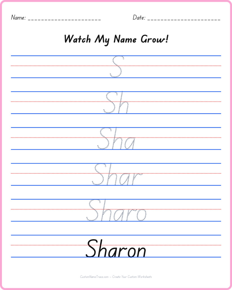 Free Sharon custom name tracing - pyramid free worksheet