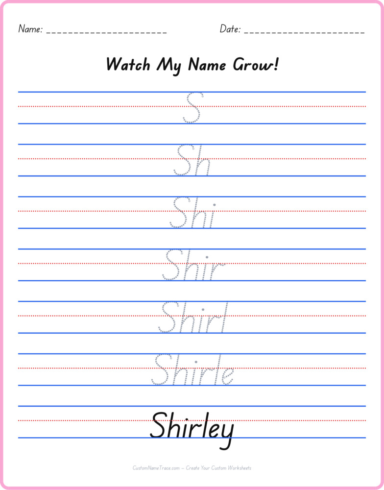 Free Shirley custom name tracing - pyramid free worksheet