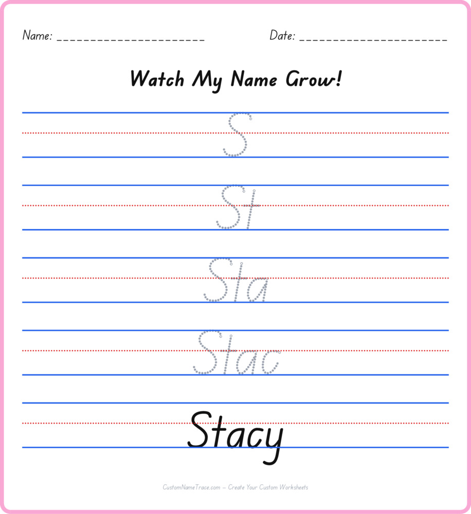 Free Stacy custom name tracing - pyramid free worksheet