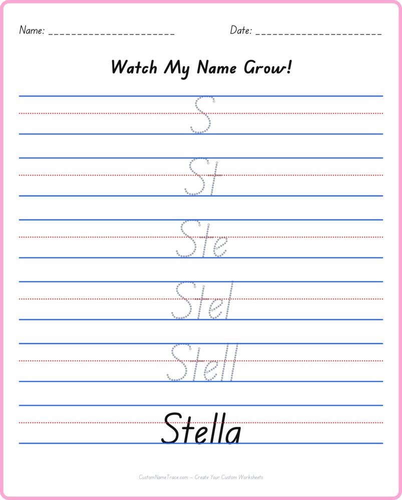 Free Stella custom name tracing - pyramid free worksheet