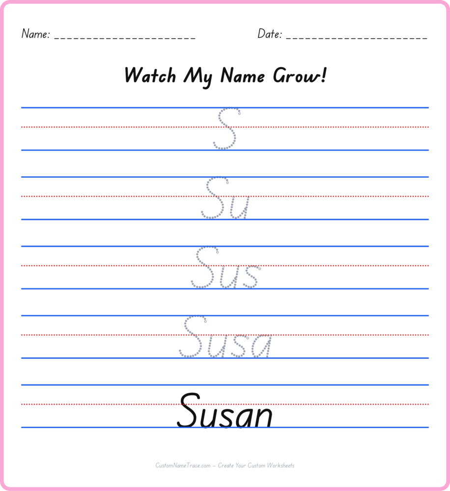 Free Susan custom name tracing - pyramid free worksheet