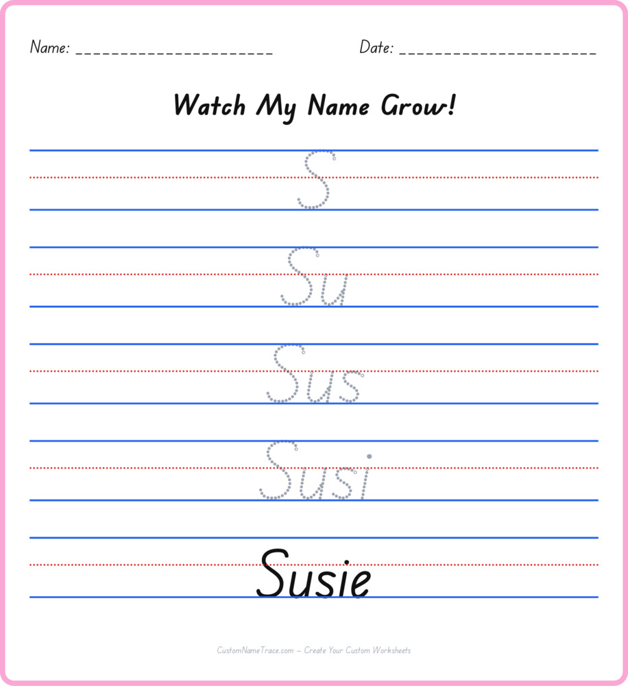 Free Susie custom name tracing - pyramid free worksheet