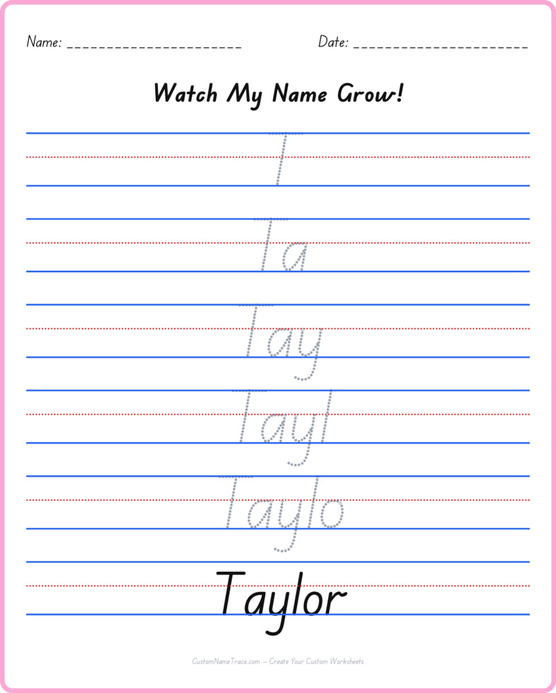 Free Taylor custom name tracing - pyramid free worksheet