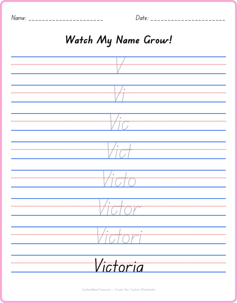 Free Victoria custom name tracing - pyramid free worksheet