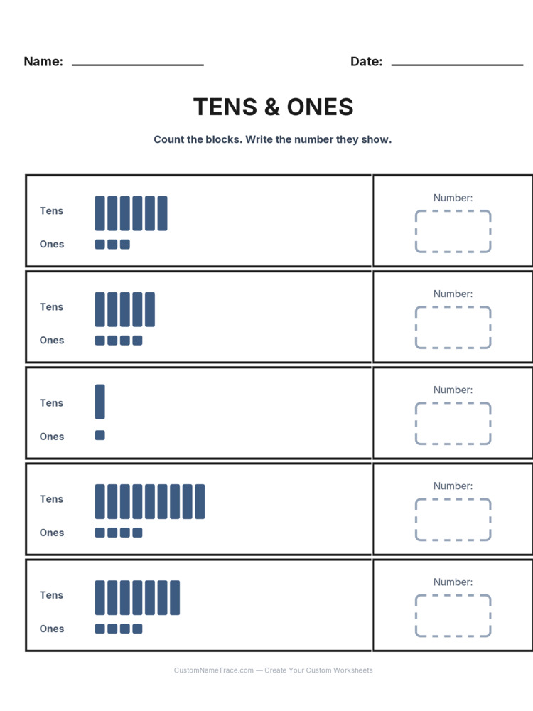 Grade 1 Place Value worksheet 10 for kids