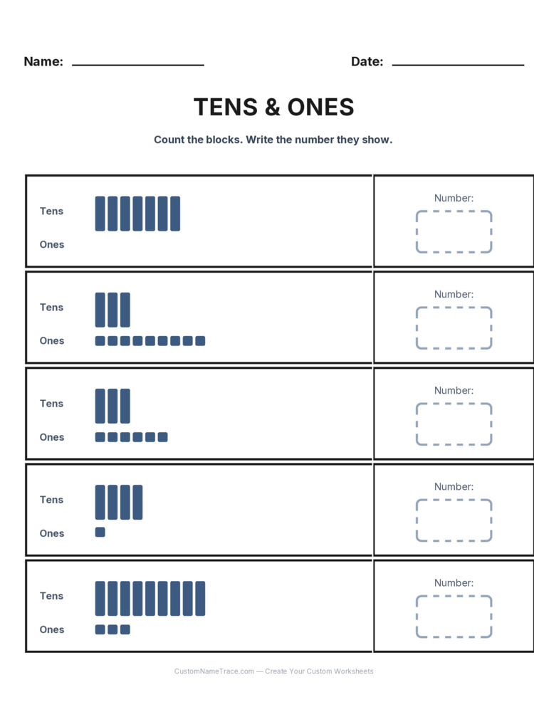 Grade 1 Place Value worksheet 11 for kids