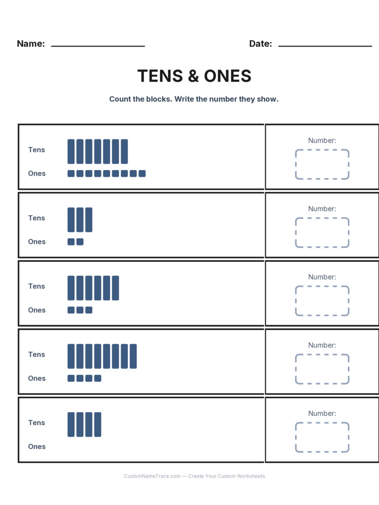 Grade 1 Place Value worksheet 12 for kids